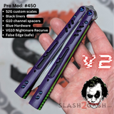 Franken REP Butterfly Knife V2 Balisong Purple Green Joker Replicant clone custom S2G scales Channel Spacers
