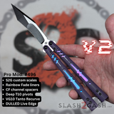 BRS Replicant clone Titanium Balisong Purple Butterfly Knife V2 Channel Recurve S2G Rep 496