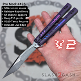 BRS Replicant clone Titanium Balisong Purple Butterfly Knife V2 Channel Recurve S2G Rep 496