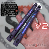 BRS Replicant clone Titanium Balisong Purple Butterfly Knife V2 Channel Recurve S2G Rep 496