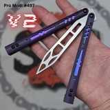 BRS Replicant clone Balisong Purple Titanium Butterfly Knife V2 Channel Spacers Trainer S2G Rep 497