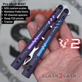 BRS Replicant clone Balisong Purple Titanium Butterfly Knife V2 Channel Spacers Trainer S2G Rep 497