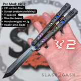 Replicant Balisong Clone Carbon Fiber Butterfly Knife V2 Sunset Blue Screws S2G Hardware Franken Rep 702