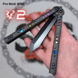 Replicant Balisong Clone Carbon Fiber Butterfly Knife V2 Sunset Blue Screws S2G Hardware Franken Rep 702