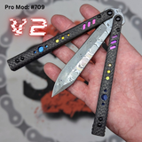 Replicant Clone Balisong Butterfly Knife V2 Carbon FIber Damascus Sunset S2G FrankenRep 709 Channel
