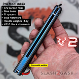 Replicant Balisong clone Carbon Fiber Butterfly Knife Channel Spacers Blue Titanium S2G Rep 843