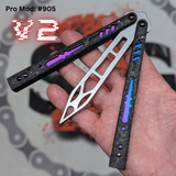 Best Replicant clone Balisong Butterfly Knife Trainer Franken Rep V2 Carbon Fiber S2G Rainbow Fade 905
