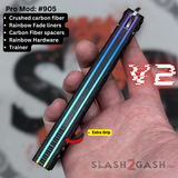 Best Replicant clone Balisong Butterfly Knife Trainer Franken Rep V2 Carbon Fiber S2G Rainbow Fade 905