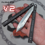 Best Replicant clone S2G butterfly knife Franken REP Balisong V2 Carbon Fiber Channel Spacers Damascus 932