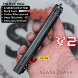 Best Replicant clone S2G butterfly knife Franken REP Balisong V2 Carbon Fiber Channel Spacers Damascus 932