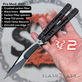Best Rep clone Balisong Butterfly Knife S2G Replicant V2 Carbon Fiber Channel Spacers Tanto Recurve 937