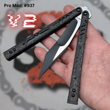 Best Rep clone Balisong Butterfly Knife S2G Replicant V2 Carbon Fiber Channel Spacers Tanto Recurve 937