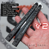 Best Rep clone Balisong Butterfly Knife S2G Replicant V2 Carbon Fiber Channel Spacers Tanto Recurve 937