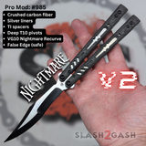 Replicant clone Butterfly Knife S2G Balisong Rep V2 Carbon Fiber CF3 Nightmare Recurve 985