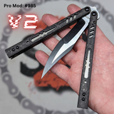 Replicant clone Butterfly Knife S2G Balisong Rep V2 Carbon Fiber CF3 Nightmare Recurve 985