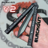 Franken Rep clone v2 butterfly knife S2G Replicant balisong blackout G10 alt black VG10