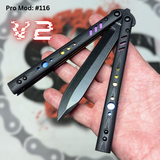 Best Replicant clone v2 Balisong S2G Butterfly Knife Sunset liners Black G10 VG10