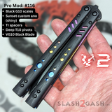 Best Replicant clone v2 Balisong S2G Butterfly Knife Sunset liners Black G10 VG10