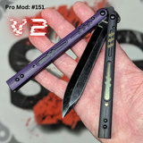 Franken REP Butterfly Knife V2 TITANIUM Balisong Purple Black Gold G10 Replicant clone Alt Blade