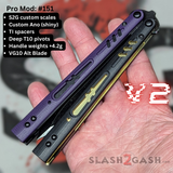 Franken REP Butterfly Knife V2 TITANIUM Balisong Purple Black Gold G10 Replicant clone Alt Blade