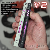 Franken REP Butterfly Knife V2 TITANIUM Balisong Pink Black White G10 Replicant clone Trainer