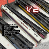 Franken REP Butterfly Knife V2 TITANIUM Balisong Pink Black White G10 Replicant clone Trainer