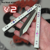 Franken REP Butterfly Knife V2 TITANIUM Balisong White G10 Fade Replicant clone VG10 Tanto