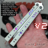 Franken REP Butterfly Knife V2 TITANIUM Balisong White G10 Fade Replicant clone VG10 Tanto