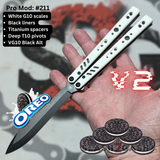 Franken Rep Balisong V2 Butterfly Knife Oreo Black and White S2G Best Replicant clone