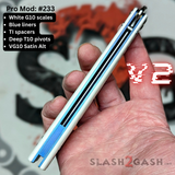 Franken Rep Balisong V2 clone Butterfly Knife White G10 Blue Titanium Liners S2G Replicant