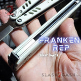 Franken Rep Balisong V2 clone Butterfly Knife White G10 Silver Titanium Liners S2G Replicant