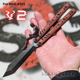 Franken REP Butterfly Knife V2 TITANIUM Balisong Red Black Deadpool Replicant clone VG10 Tanto