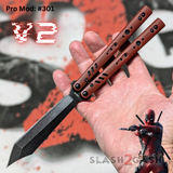Franken REP Butterfly Knife V2 TITANIUM Balisong Red Black Deadpool Replicant clone VG10 Tanto