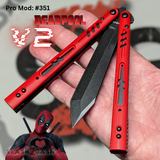 Franken REP Butterfly Knife V2 Balisong Red Black Deadpool Replicant clone custom S2G scales