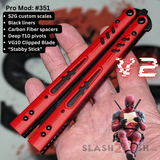 Franken REP Butterfly Knife V2 Balisong Red Black Deadpool Replicant clone custom S2G scales