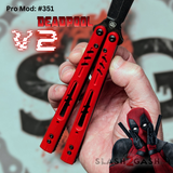 Franken REP Butterfly Knife V2 Balisong Red Black Deadpool Replicant clone custom S2G scales