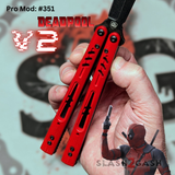 Franken REP Butterfly Knife V2 Balisong Red Black custom Deadpool Scales Replicant clone S2G