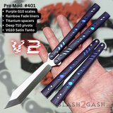 Franken Rep Balisong V2 Butterfly Knife Purple Rainbow Fade S2G Best Replicant clone