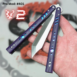 Franken Rep Balisong V2 Butterfly Knife Purple Rainbow Fade S2G Best Replicant clone