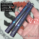Franken Rep Balisong V2 Butterfly Knife Purple Rainbow Fade S2G Best Replicant clone