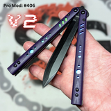 Franken Rep Balisong V2 Butterfly Knife Purple G10 Rainbow Titanium S2G Best Replicant clone