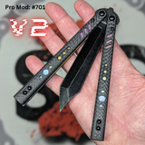 Franken REP Butterfly Knife V2 Balisong Carbon Fiber Replicant clone Sunset Titanium Liners