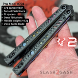 Franken REP Butterfly Knife V2 Balisong Carbon Fiber Replicant clone Sunset Fade Liners