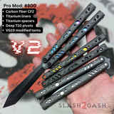 Best Replicant clone Franken Rep Balisong V2 Butterfly Knife Carbon Fiber Titanium S2G Gold Silver Black 