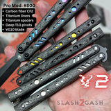 Best Replicant clone Franken Rep Balisong V2 Butterfly Knife Carbon Fiber Titanium S2G Gold Silver Black