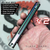 Best Replicant clone Franken Rep Balisong V2 Butterfly Knife Carbon Fiber Titanium S2G Rainbow Fade