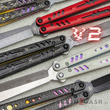 Replicant Clone V2 Balisong S2G Franken Rep TITANIUM Butterfly Knife VG10 Carbon Fiber G10 Damascus