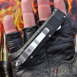 Small 7" OTF Bullet HK Automatic Knife - REAL Layered Damascus Switchblade S2G Tactical Silver Hardware