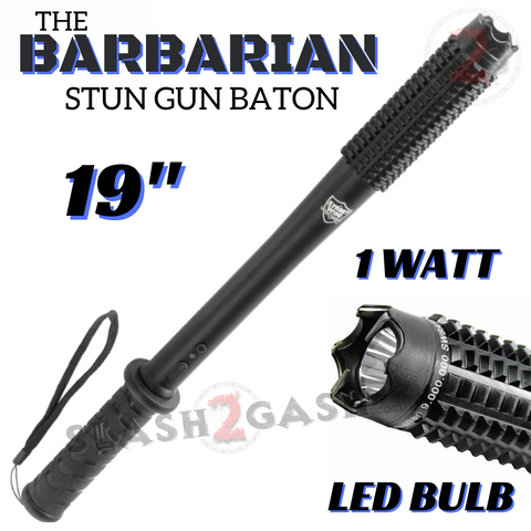 STUN BATON 9M Volts w/ LED Flashlight Stun Gun Steet Wise - The Barbarian