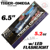 STUN GUN 100M Volts w/ LED Flashlight Tiger USA - Tiger Omega Black